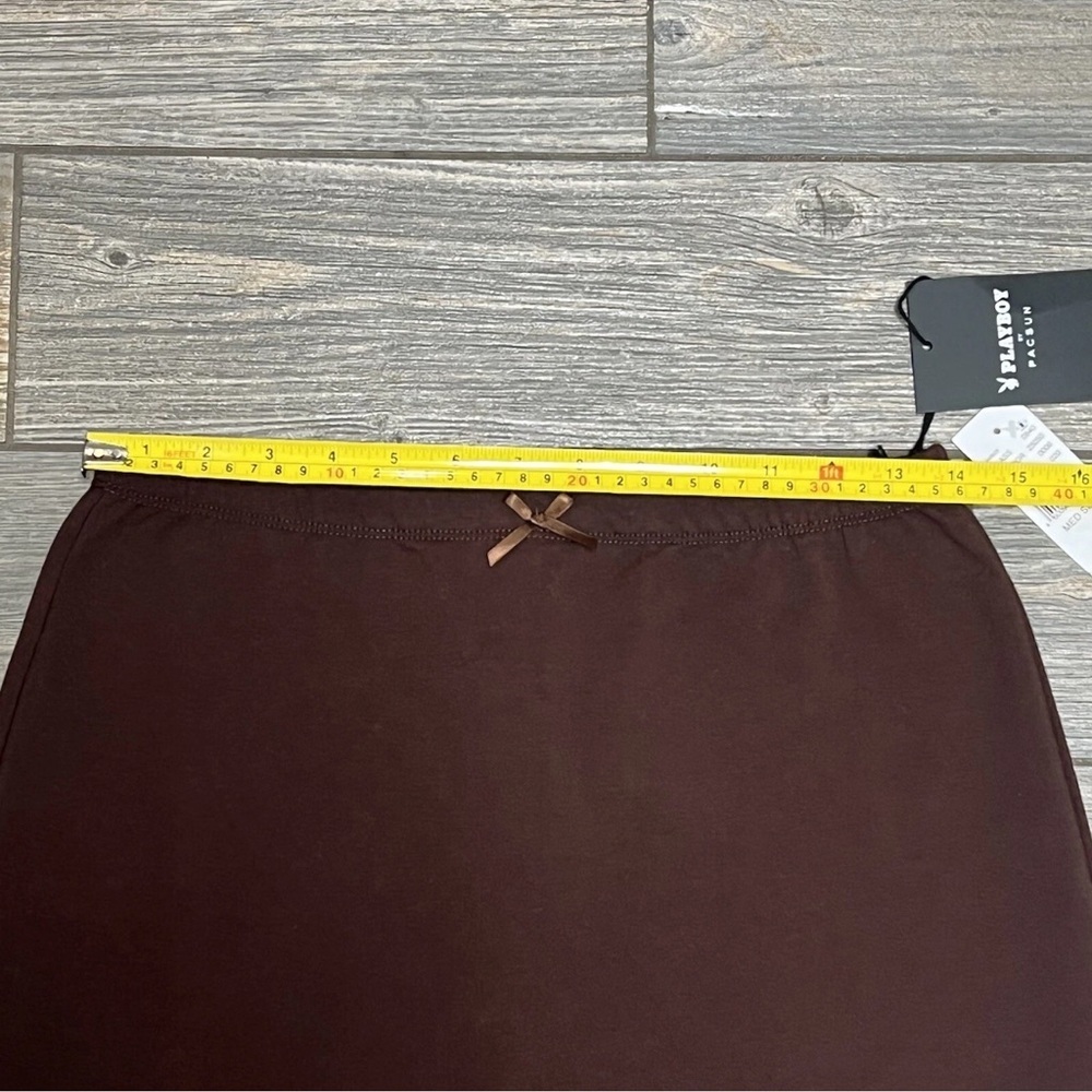 NWT Playboy By Pacsun M Mini Skirt Princess Bow Brown Women’s Medium Stretch - Picture 8 of 12